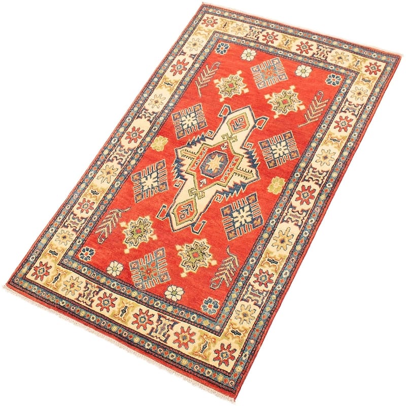 Hand-knotted Finest Gazni Copper, Cream Wool Rug - 3'9" x 6'4"/3'9 x 6'4