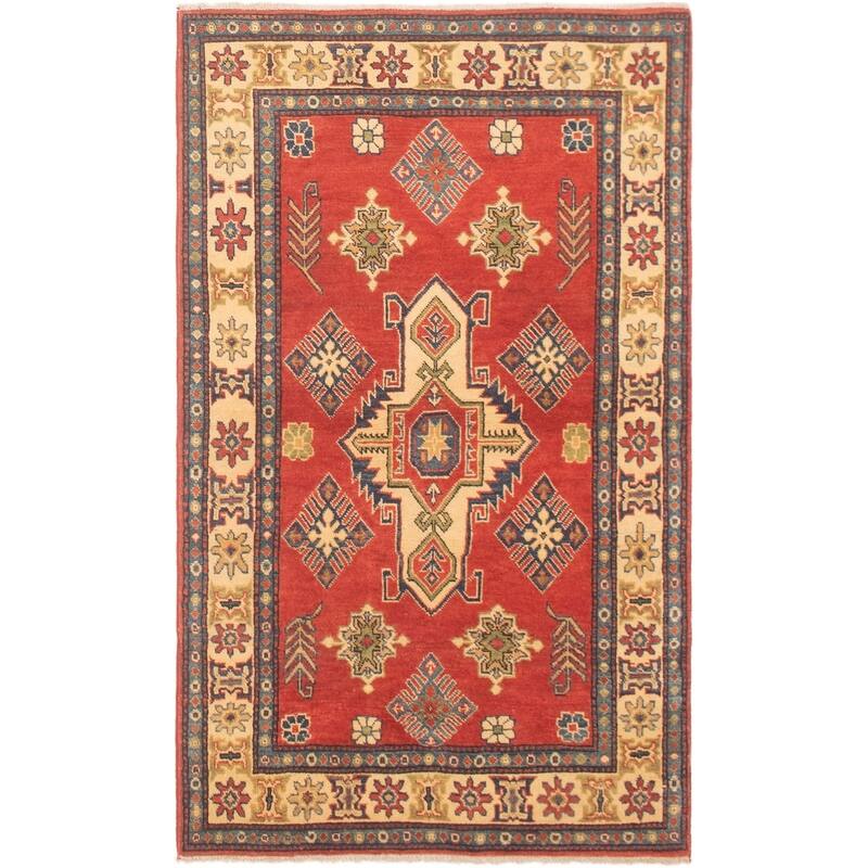 Hand-knotted Finest Gazni Copper, Cream Wool Rug - 3'9" x 6'4"/3'9 x 6'4