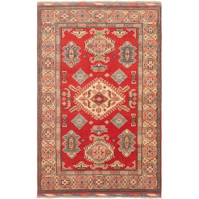 Hand-knotted Finest Gazni Copper, Cream Wool Rug - 3'9" x 5'11"/3'9 x 5'11