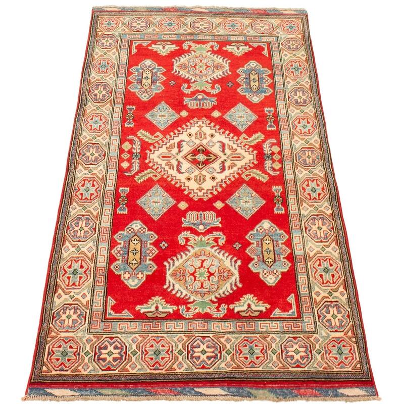 Hand-knotted Finest Gazni Copper, Cream Wool Rug - 3'9" x 5'11"/3'9 x 5'11