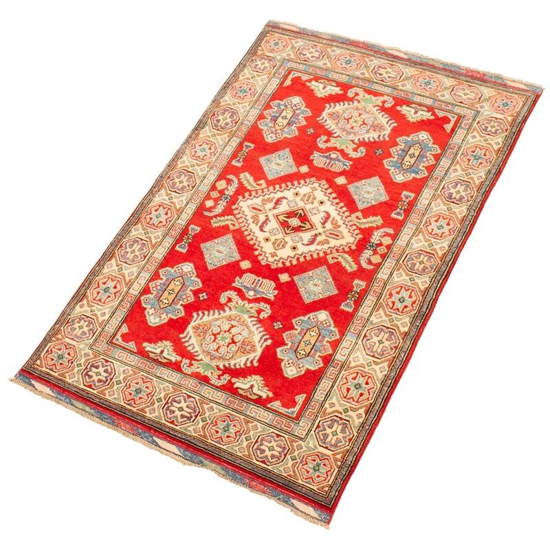 Hand-knotted Finest Gazni Copper, Cream Wool Rug - 3'9" x 5'11"/3'9 x 5'11