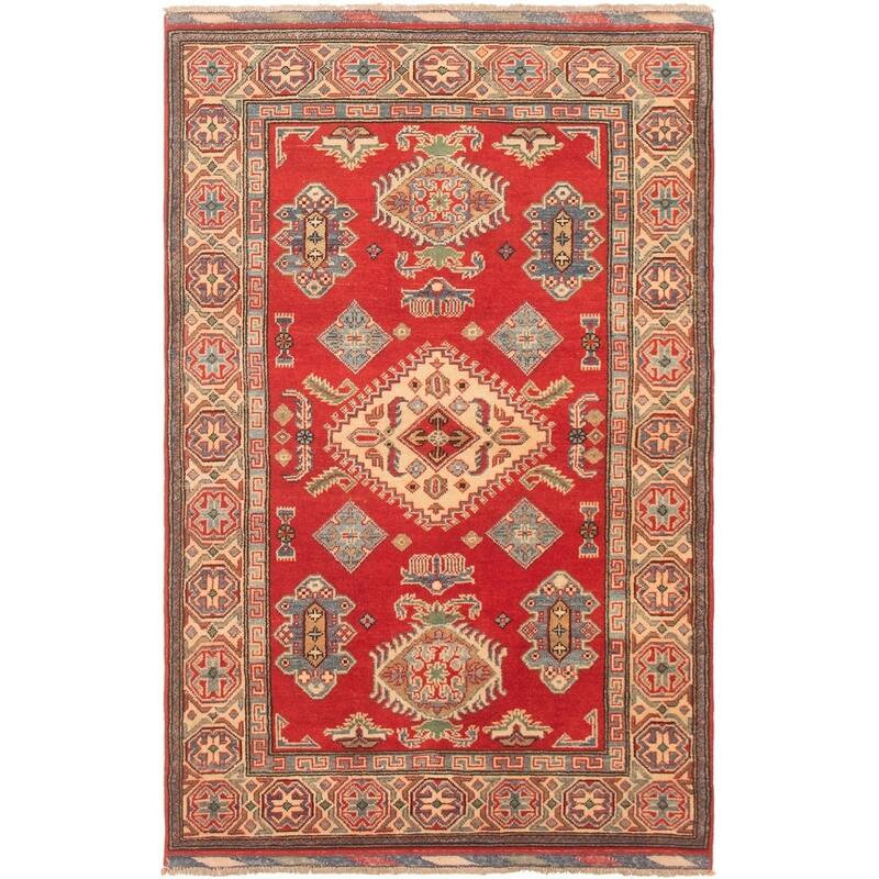 Hand-knotted Finest Gazni Copper, Cream Wool Rug - 3'9" x 5'11"/3'9 x 5'11