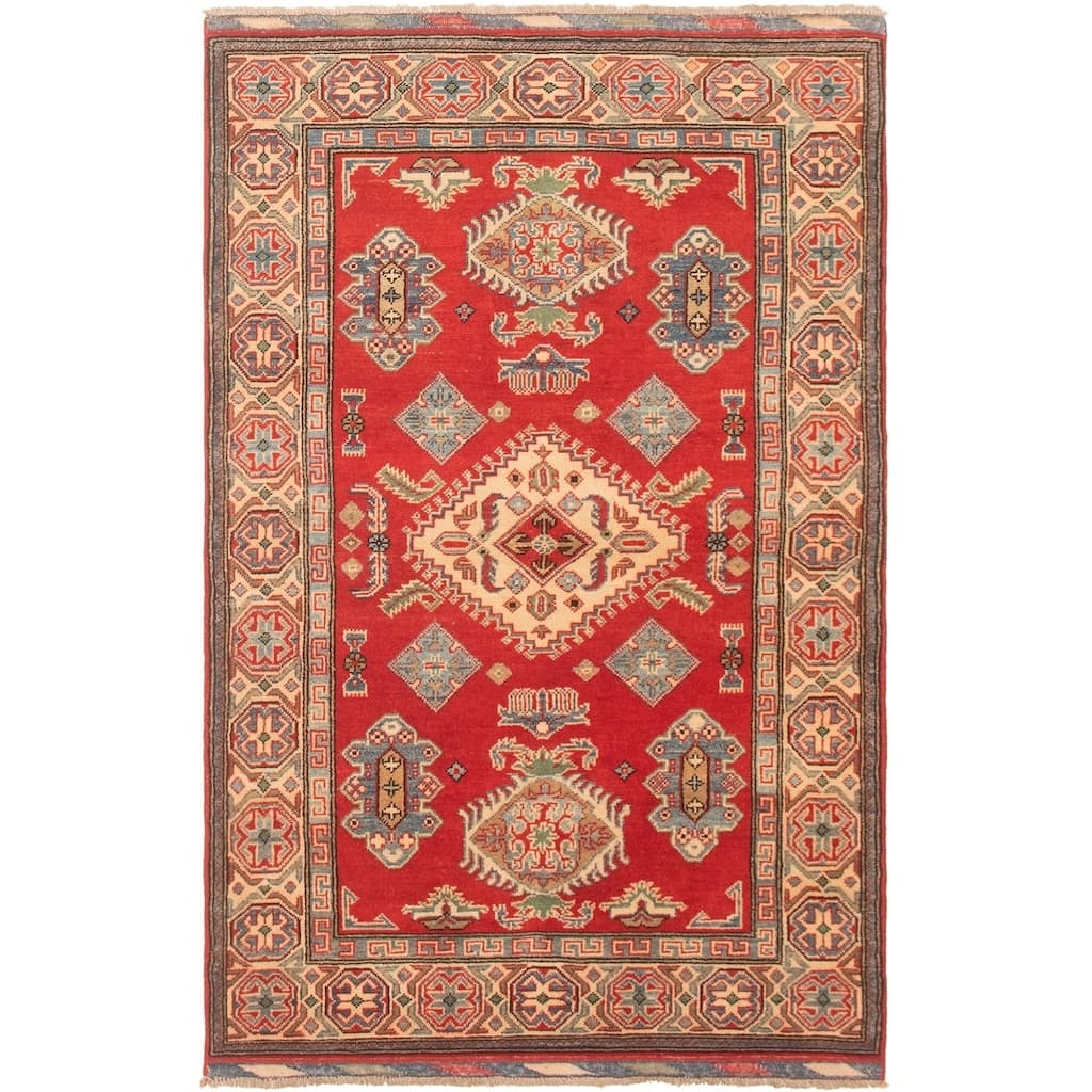 Hand-knotted Finest Gazni Copper, Cream Wool Rug - 3'9" x 5'11"/3'9 x 5'11