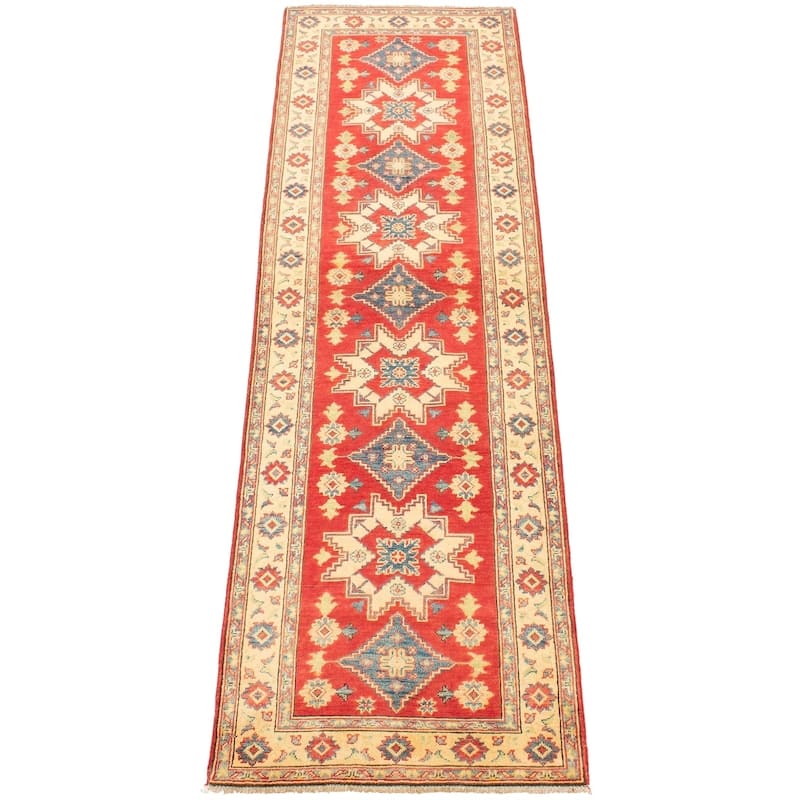 Hand-knotted Finest Gazni Red Wool Rug - 2'9" x 9'8" Runner/2'9 x 9'8