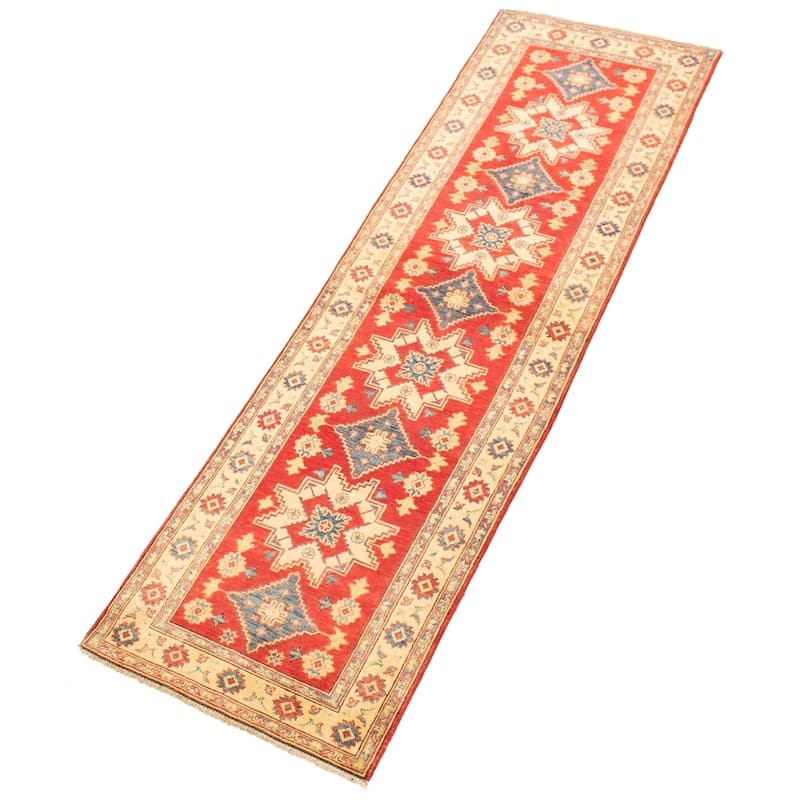 Hand-knotted Finest Gazni Red Wool Rug - 2'9" x 9'8" Runner/2'9 x 9'8