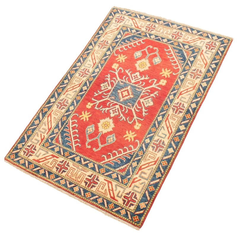 Hand-knotted Finest Gazni Copper, Cream Wool Rug - 4'0 x 6'2/4'0" x 6'2"
