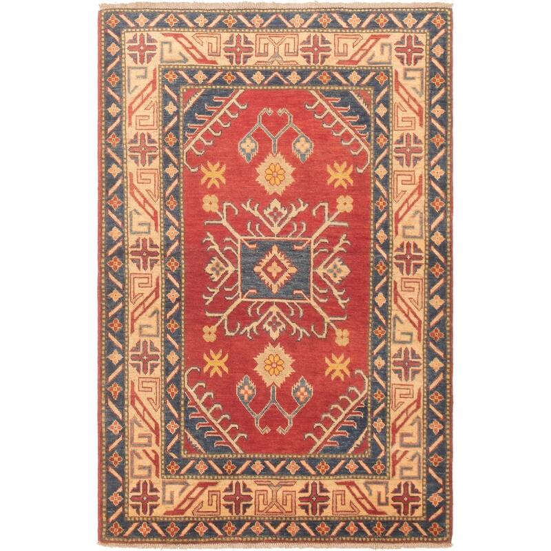 Hand-knotted Finest Gazni Copper, Cream Wool Rug - 4'0 x 6'2/4'0" x 6'2"