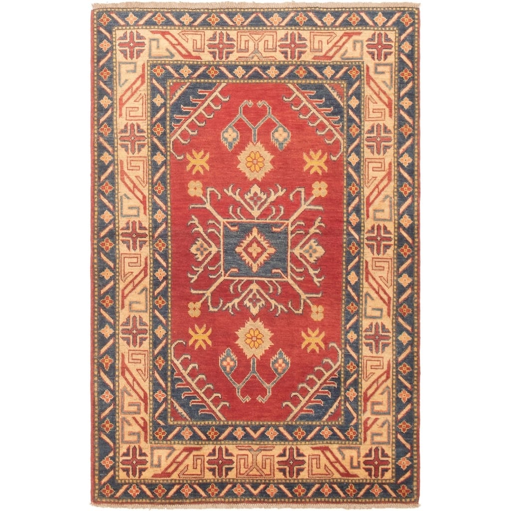 Hand-knotted Finest Gazni Copper, Cream Wool Rug - 4'0 x 6'2/4'0" x 6'2"