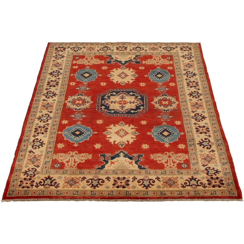 Hand-knotted Finest Gazni Red Wool Rug - 4'10 x 6'5/4'10" x 6'5"