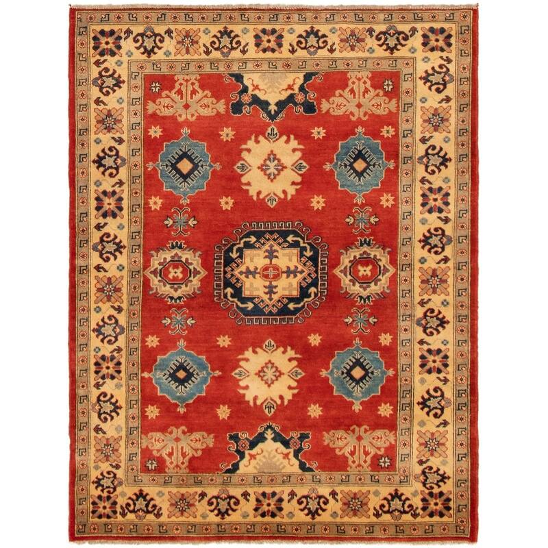 Hand-knotted Finest Gazni Red Wool Rug - 4'10 x 6'5/4'10" x 6'5"
