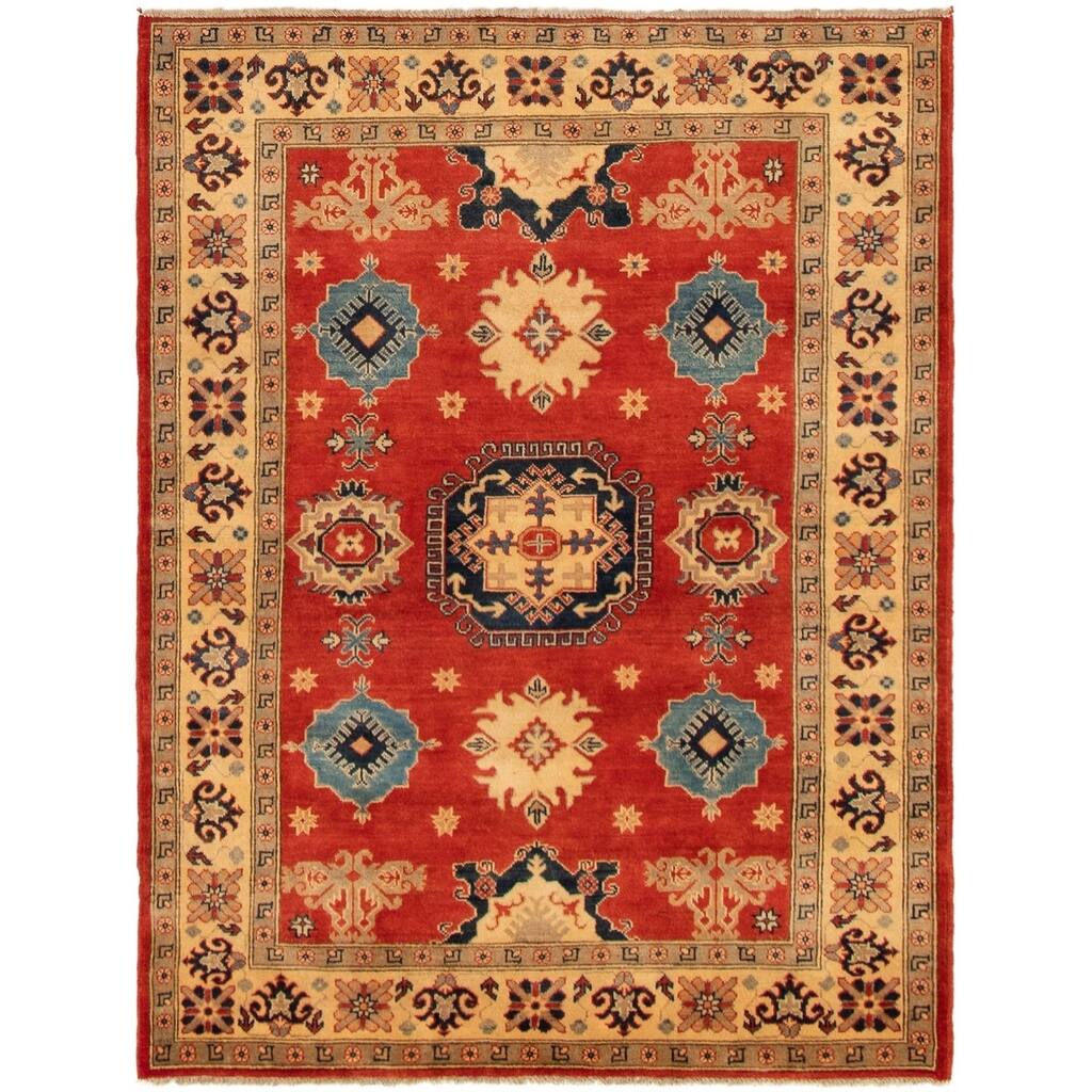 Hand-knotted Finest Gazni Red Wool Rug - 4'10 x 6'5/4'10" x 6'5"