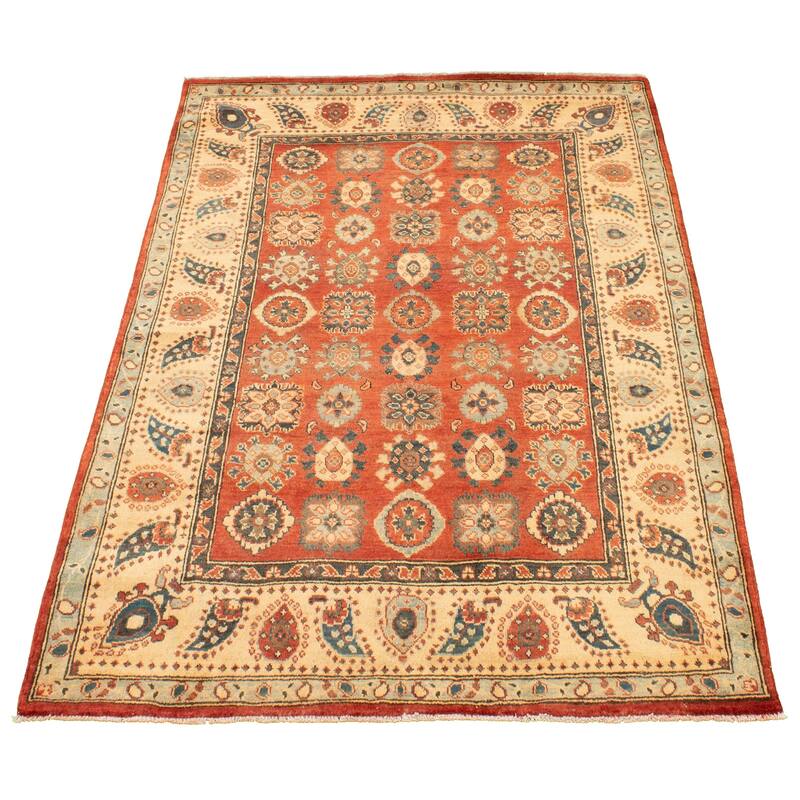 Hand-knotted Finest Gazni Red Wool Rug - 4'11" x 6'3"/4'11 x 6'3