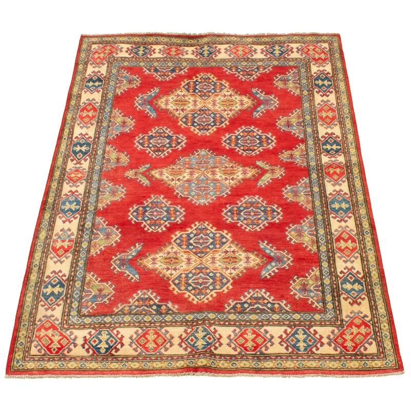 Hand-knotted Finest Gazni Red Wool Rug - 4'11 x 6'6/4'11" x 6'6"