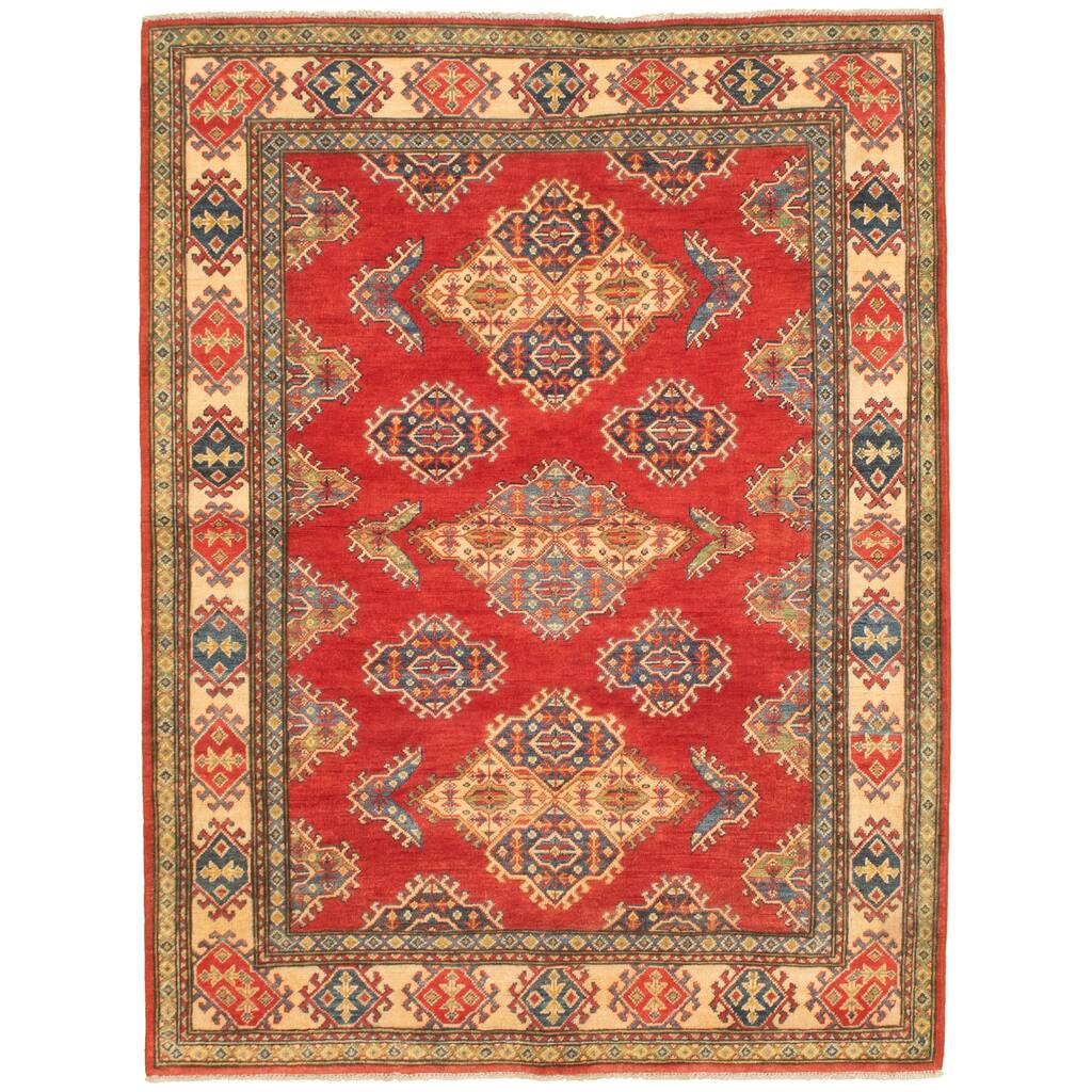 Hand-knotted Finest Gazni Red Wool Rug - 4'11 x 6'6/4'11" x 6'6"
