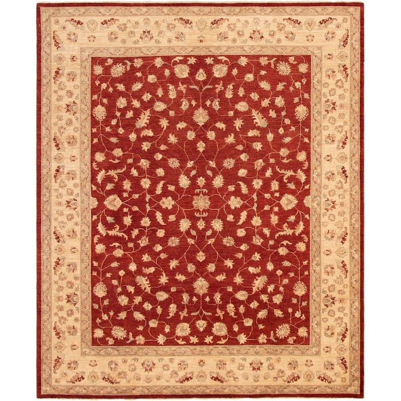 Hand-knotted Chobi Finest Burgundy Wool Rug - 8'3" x 10'0"/8'3 x 10'0