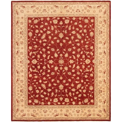 Hand-knotted Chobi Finest Burgundy Wool Rug - 8'3" x 10'0"/8'3 x 10'0