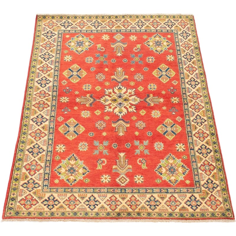 Hand-knotted Finest Gazni Copper, Cream Wool Rug - 5'1 x 6'6/5'1" x 6'6"