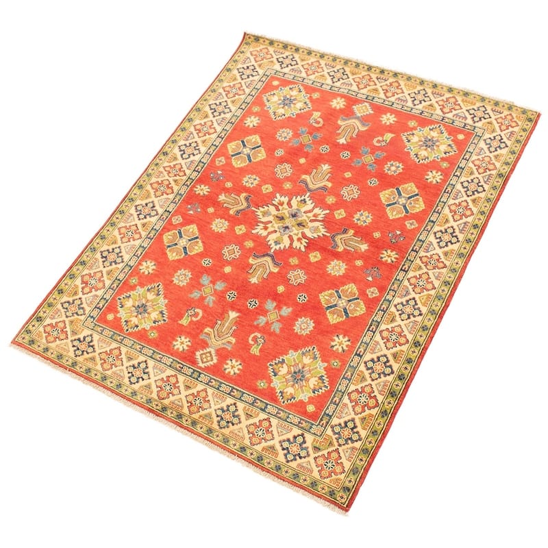 Hand-knotted Finest Gazni Copper, Cream Wool Rug - 5'1 x 6'6/5'1" x 6'6"