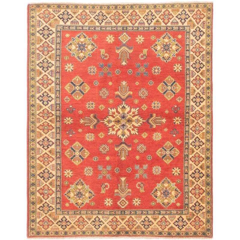 Hand-knotted Finest Gazni Copper, Cream Wool Rug - 5'1 x 6'6/5'1" x 6'6"