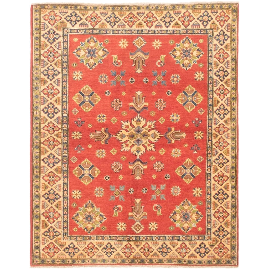 Hand-knotted Finest Gazni Copper, Cream Wool Rug - 5'1 x 6'6/5'1" x 6'6"