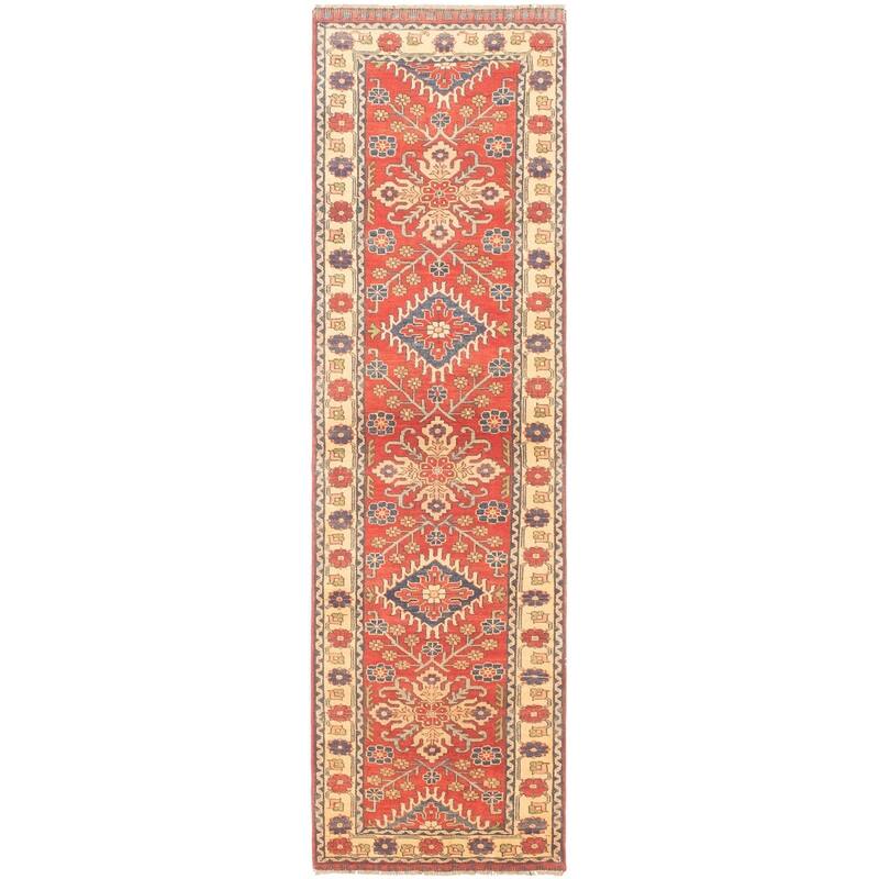 Hand-knotted Finest Gazni Red Wool Rug - 2'8 x 9'9/2'8" x 9'9" Runner