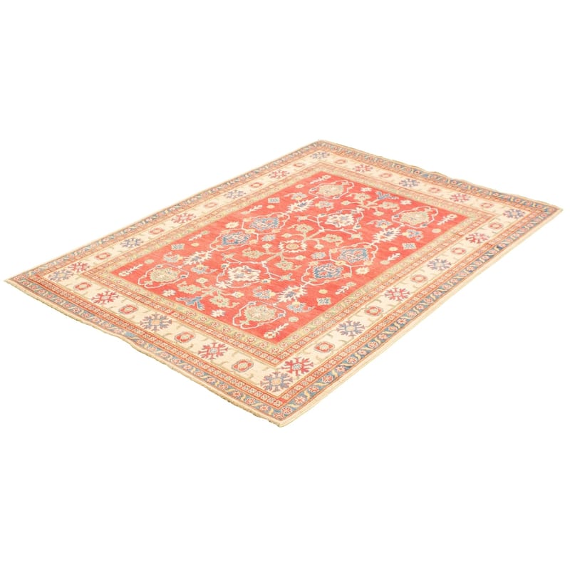 Hand-knotted Finest Gazni Red Wool Rug - 6'2" x 9'4"/6'2 x 9'4