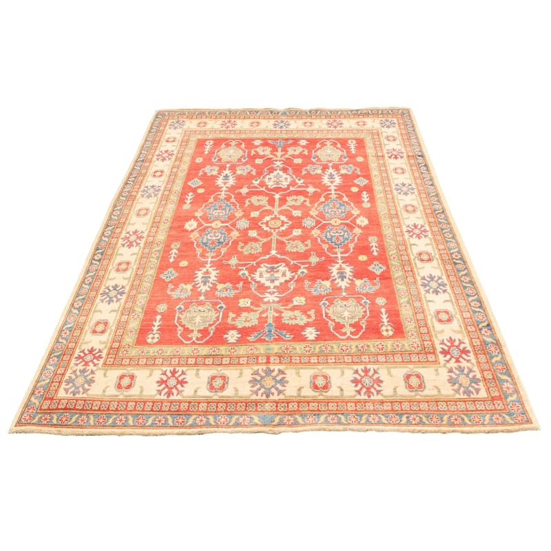 Hand-knotted Finest Gazni Red Wool Rug - 6'2" x 9'4"/6'2 x 9'4