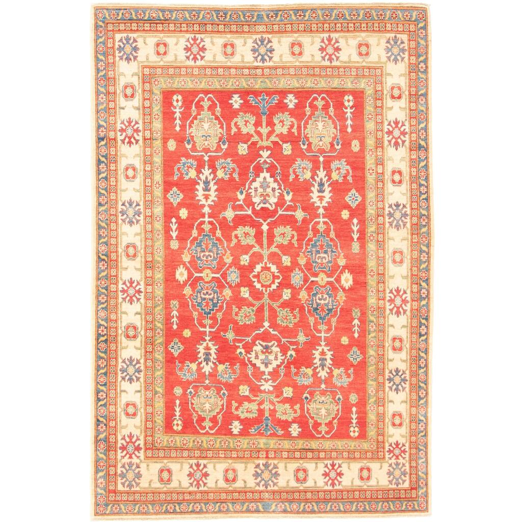 Hand-knotted Finest Gazni Red Wool Rug - 6'2" x 9'4"/6'2 x 9'4