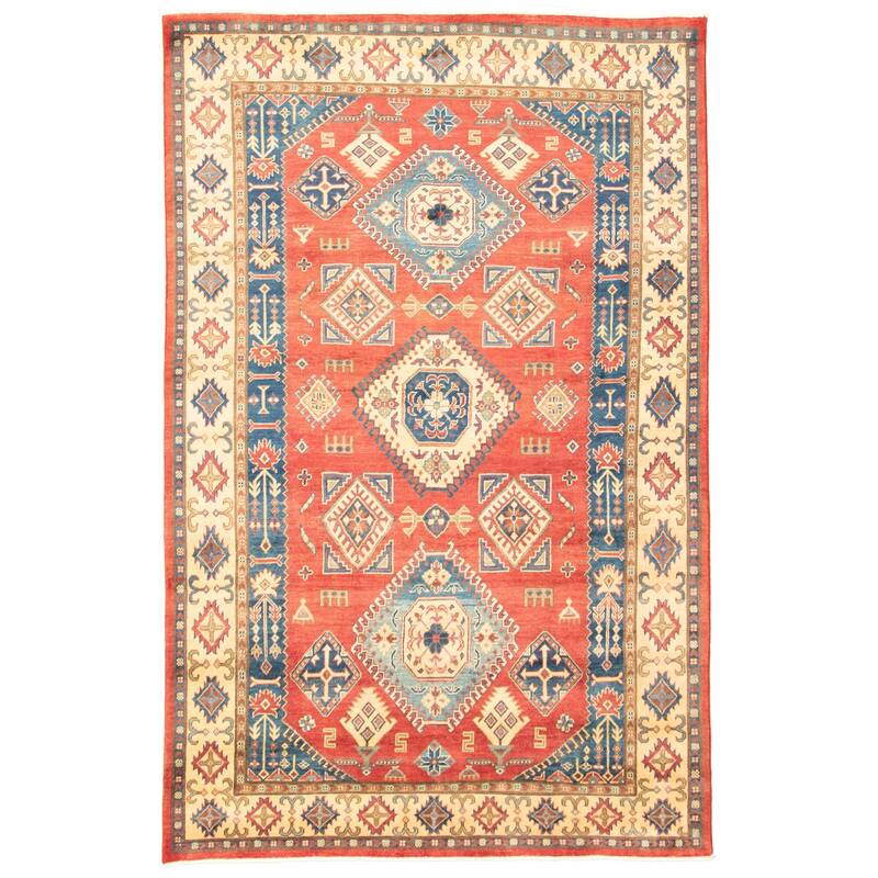 Hand-knotted Finest Gazni Red Wool Rug - 6'3" x 9'9"/6'3 x 9'9