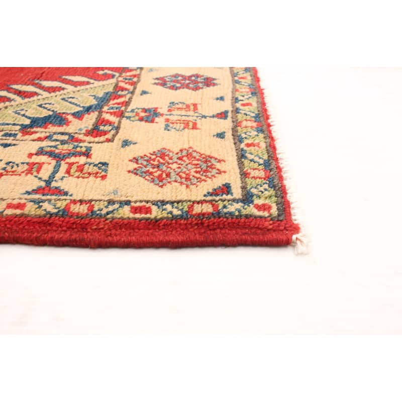 Hand-knotted Finest Gazni Red Wool Rug - 3'10" x 5'2"/3'10 x 5'2