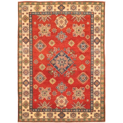 Hand-knotted Finest Gazni Red Wool Rug - 4'11 x 7'1/4'11" x 7'1"