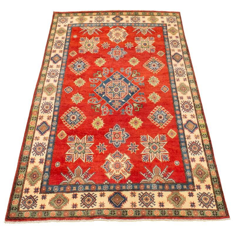 Hand-knotted Finest Gazni Red Wool Rug - 4'11 x 7'1/4'11" x 7'1"