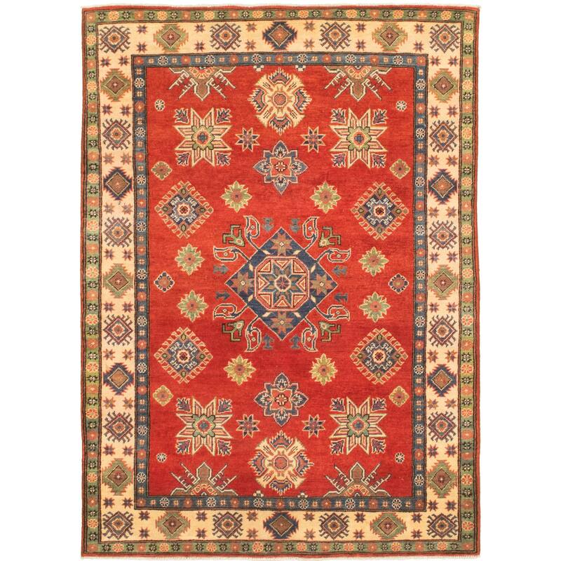 Hand-knotted Finest Gazni Red Wool Rug - 4'11 x 7'1/4'11" x 7'1"