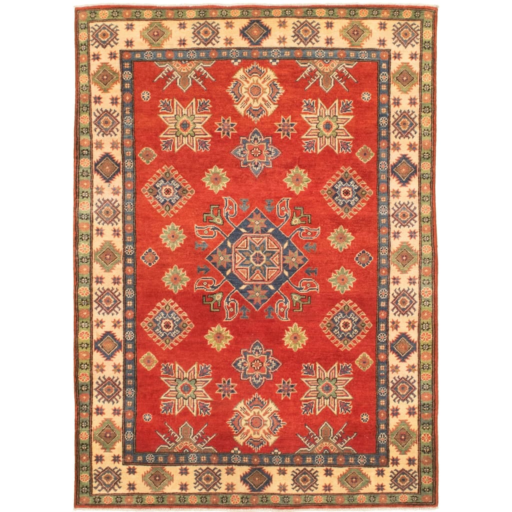 Hand-knotted Finest Gazni Red Wool Rug - 4'11 x 7'1/4'11" x 7'1"