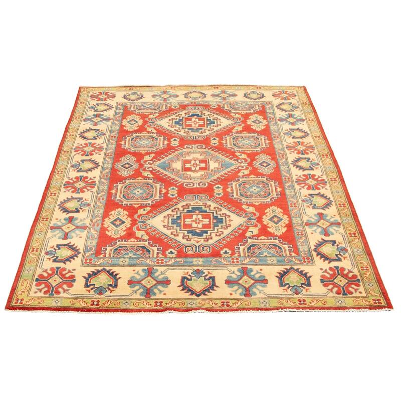 Hand-knotted Finest Gazni Red Wool Rug - 5'11 x 8'0/5'11" x 8'0"