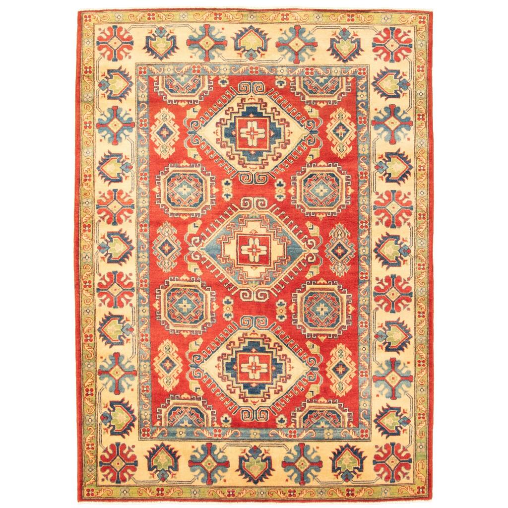 Hand-knotted Finest Gazni Red Wool Rug - 5'11 x 8'0/5'11" x 8'0"