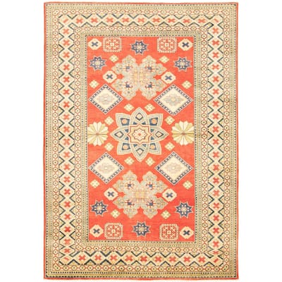 Hand-knotted Finest Gazni Red Wool Rug - 6'7 x 9'6/6'7" x 9'6"