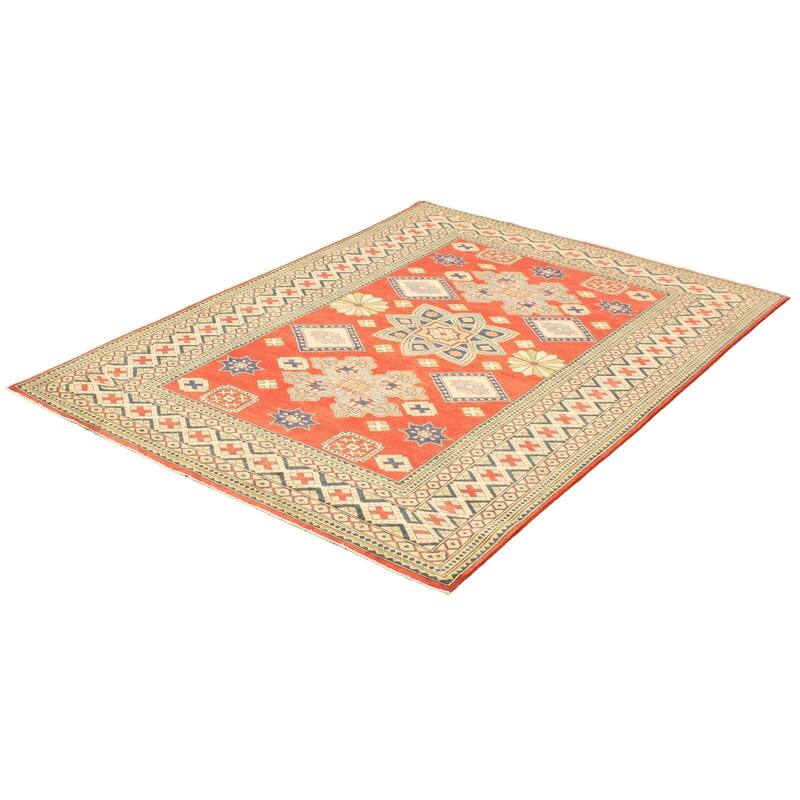 Hand-knotted Finest Gazni Red Wool Rug - 6'7 x 9'6/6'7" x 9'6"