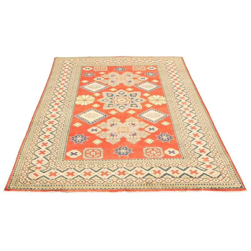 Hand-knotted Finest Gazni Red Wool Rug - 6'7 x 9'6/6'7" x 9'6"