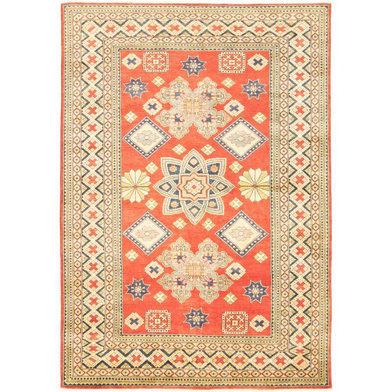 Hand-knotted Finest Gazni Red Wool Rug - 6'7 x 9'6/6'7" x 9'6"