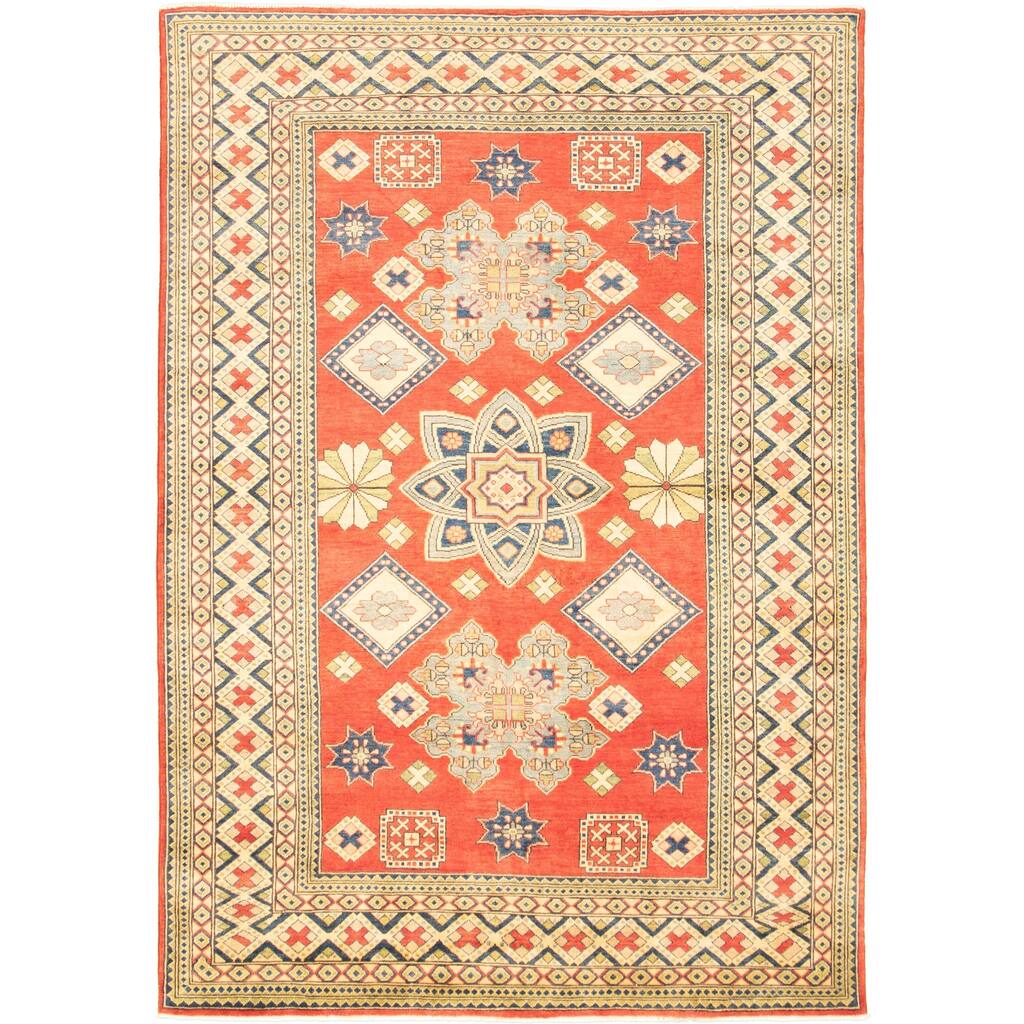 Hand-knotted Finest Gazni Red Wool Rug - 6'7 x 9'6/6'7" x 9'6"