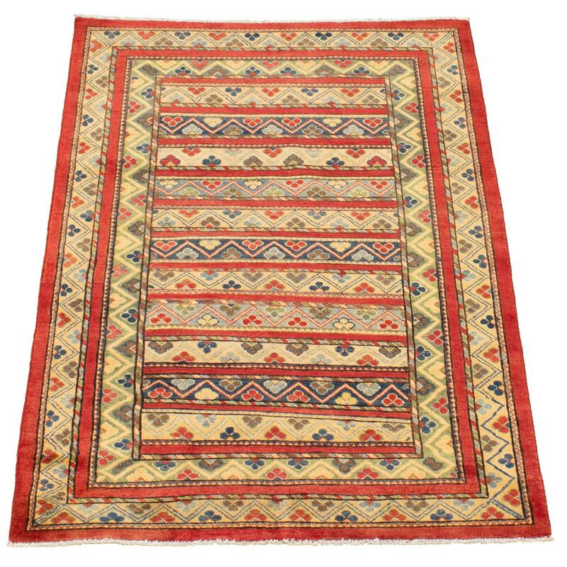 Hand-knotted Finest Gazni Red Wool Rug - 4'0" x 5'10"/4'0 x 5'10