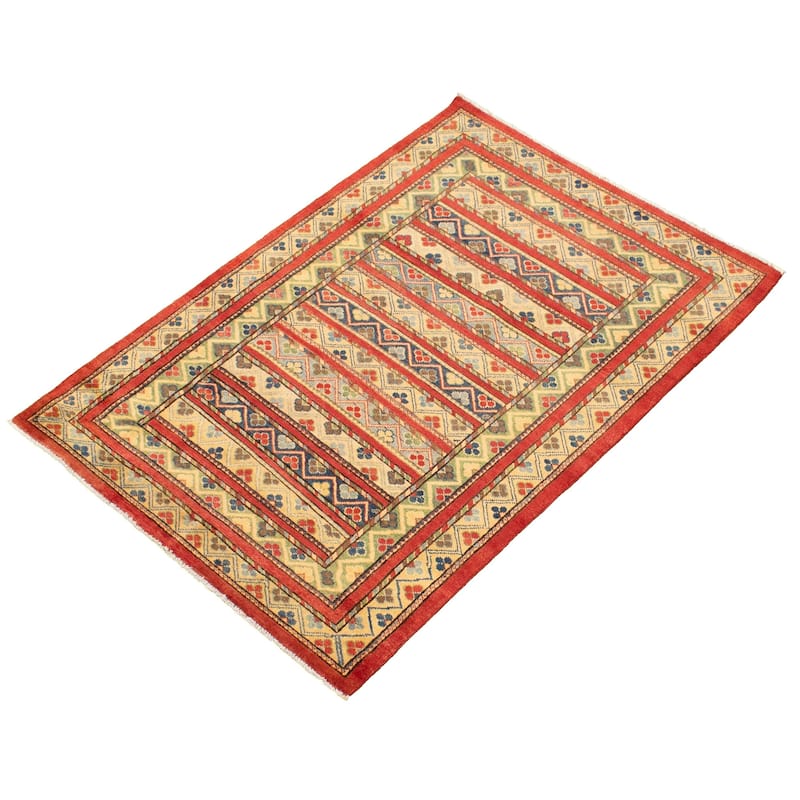 Hand-knotted Finest Gazni Red Wool Rug - 4'0" x 5'10"/4'0 x 5'10