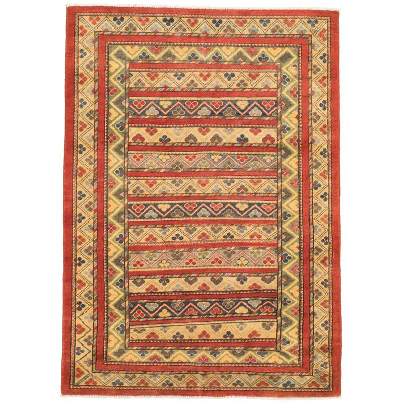 Hand-knotted Finest Gazni Red Wool Rug - 4'0" x 5'10"/4'0 x 5'10