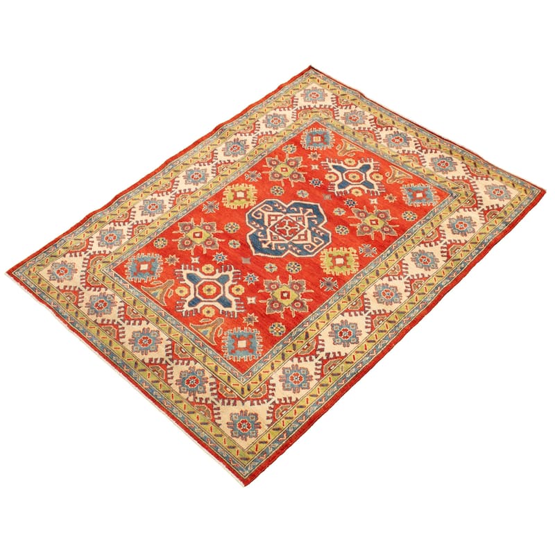 Hand-knotted Finest Gazni Copper Wool Rug - 5'1" x 6'10"/5'1 x 6'10