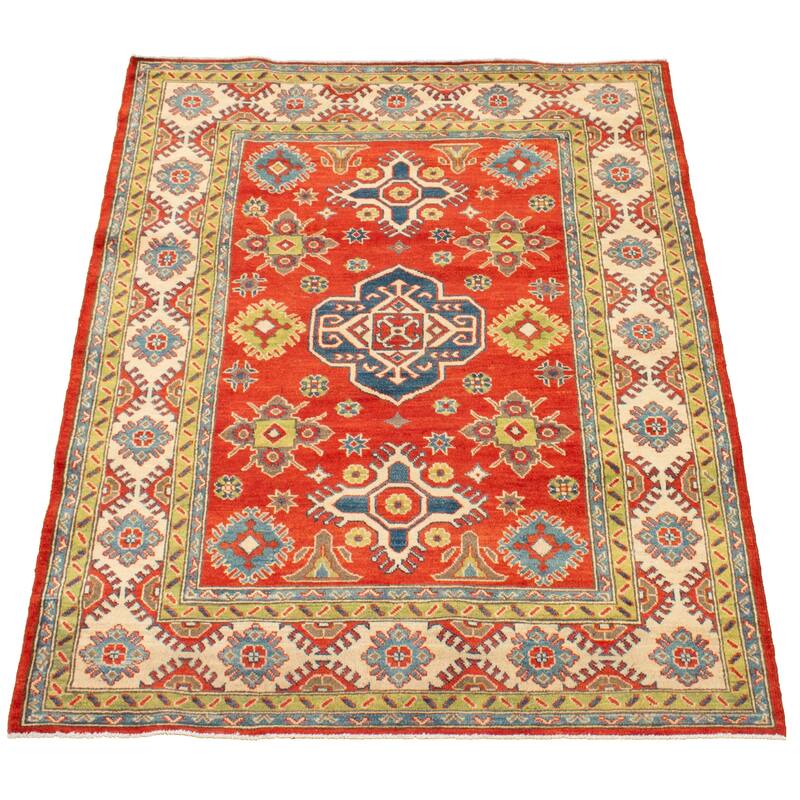 Hand-knotted Finest Gazni Copper Wool Rug - 5'1" x 6'10"/5'1 x 6'10