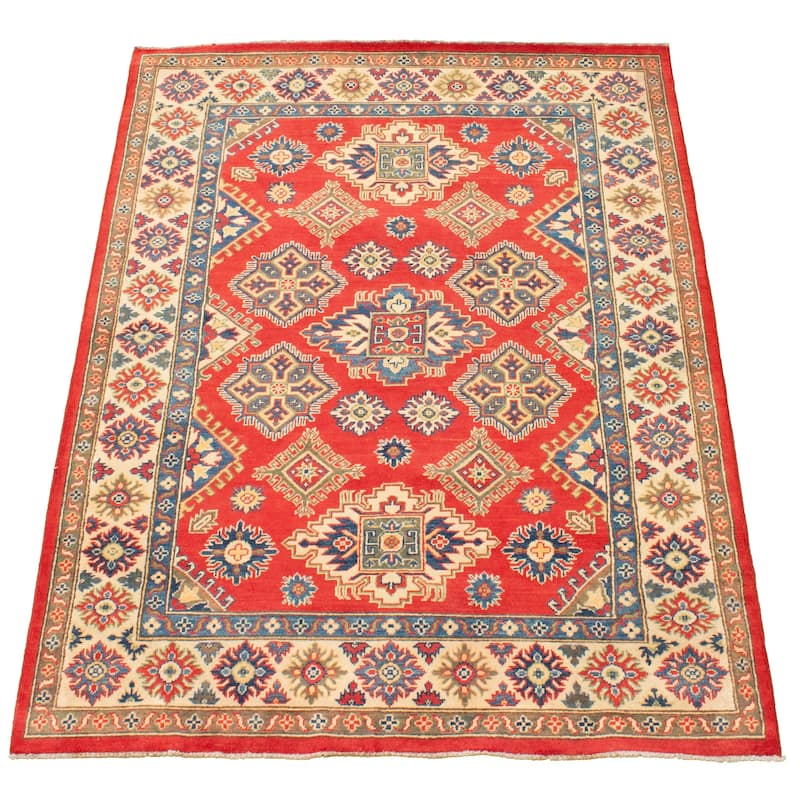 Hand-knotted Finest Gazni Red Wool Rug - 4'11 x 6'11/4'11" x 6'11"
