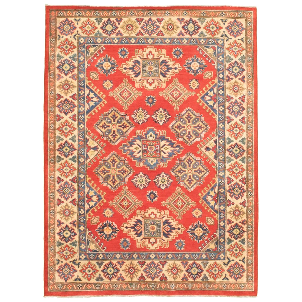 Hand-knotted Finest Gazni Red Wool Rug - 4'11 x 6'11/4'11" x 6'11"