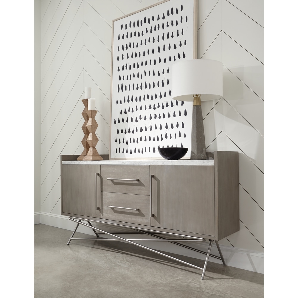 Overstock Coral Marble Top Rectangular Sideboard in Antique Grey - 38Hx72Wx16D (Off White)