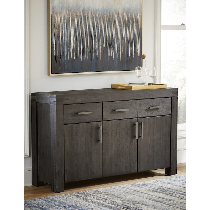 Meadow Solid Wood Three-Door Sideboard in Graphite - 37Hx63Wx17D